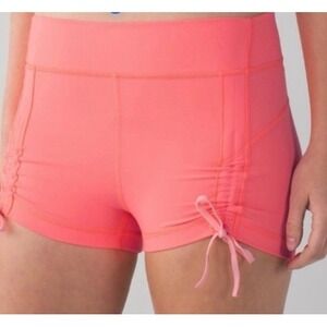 Lululemon Liberty‎ Shorts Neon Peach Ruched Tie Sides Size [Insert Size]